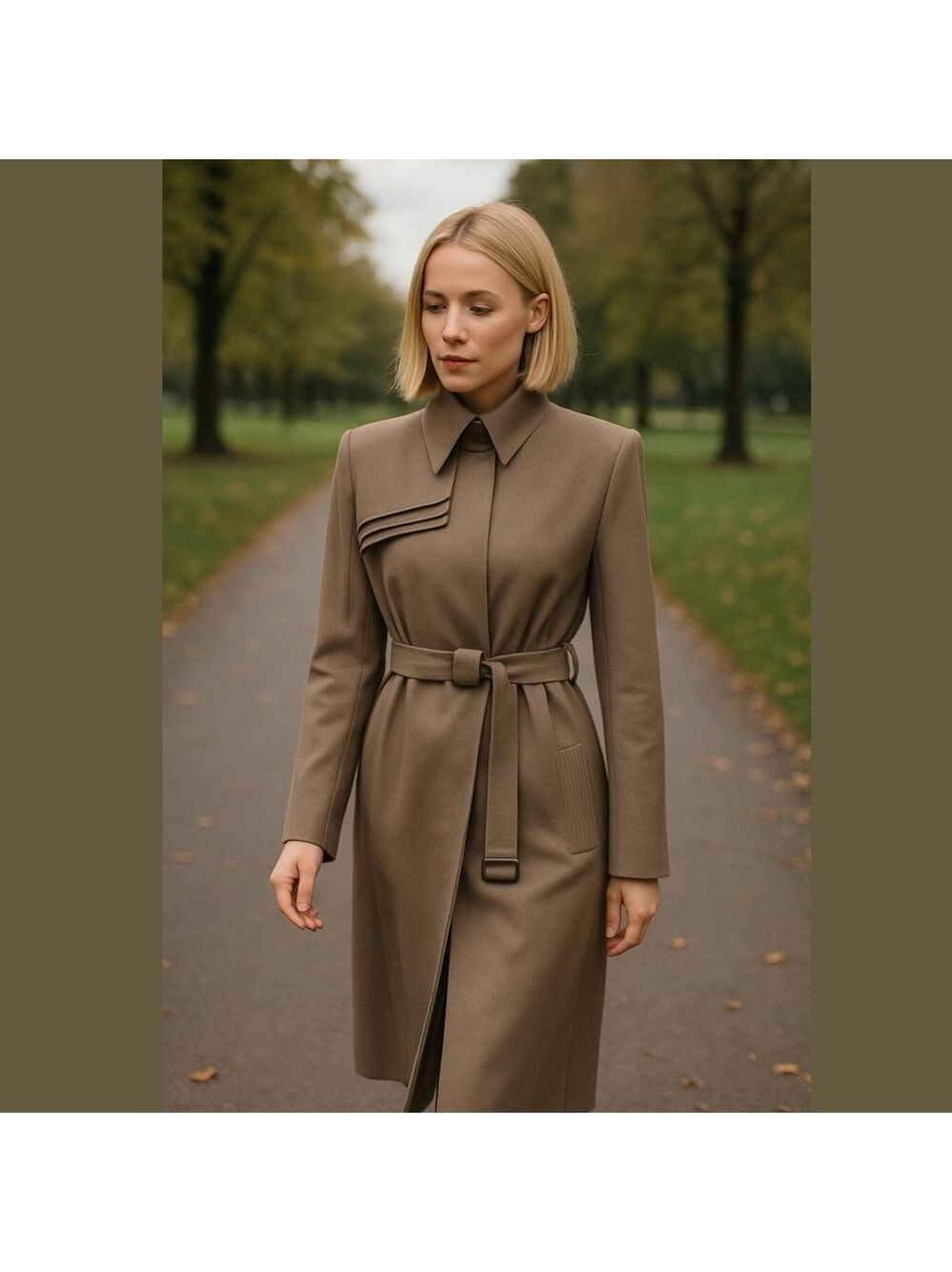VTG LAVIA 18 MADE IN ITALY TAN MIDI TRENCH COAT W BELT & CONCEALED BUTTON SZ 18